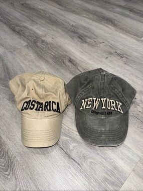 Costa Rica & New York Embroidered Hat Duo Bundle - Khaki & Olive